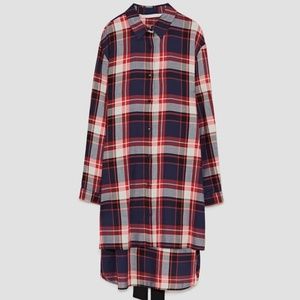 Zara Plaid Shirt Dress w/ Bow belt XS *NWT*